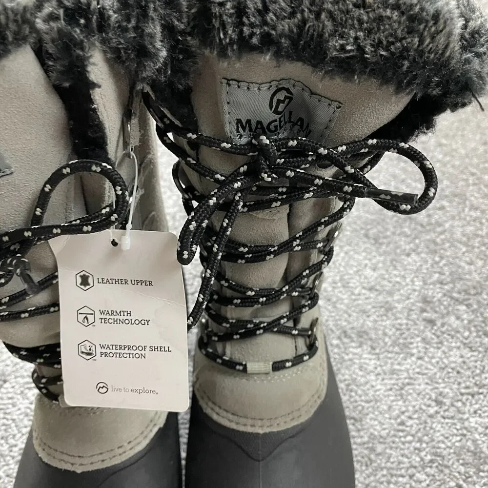 Magellan Outdoors Womens Suede Pac Outdoor Boots Size 6 B Gray Black New NWT